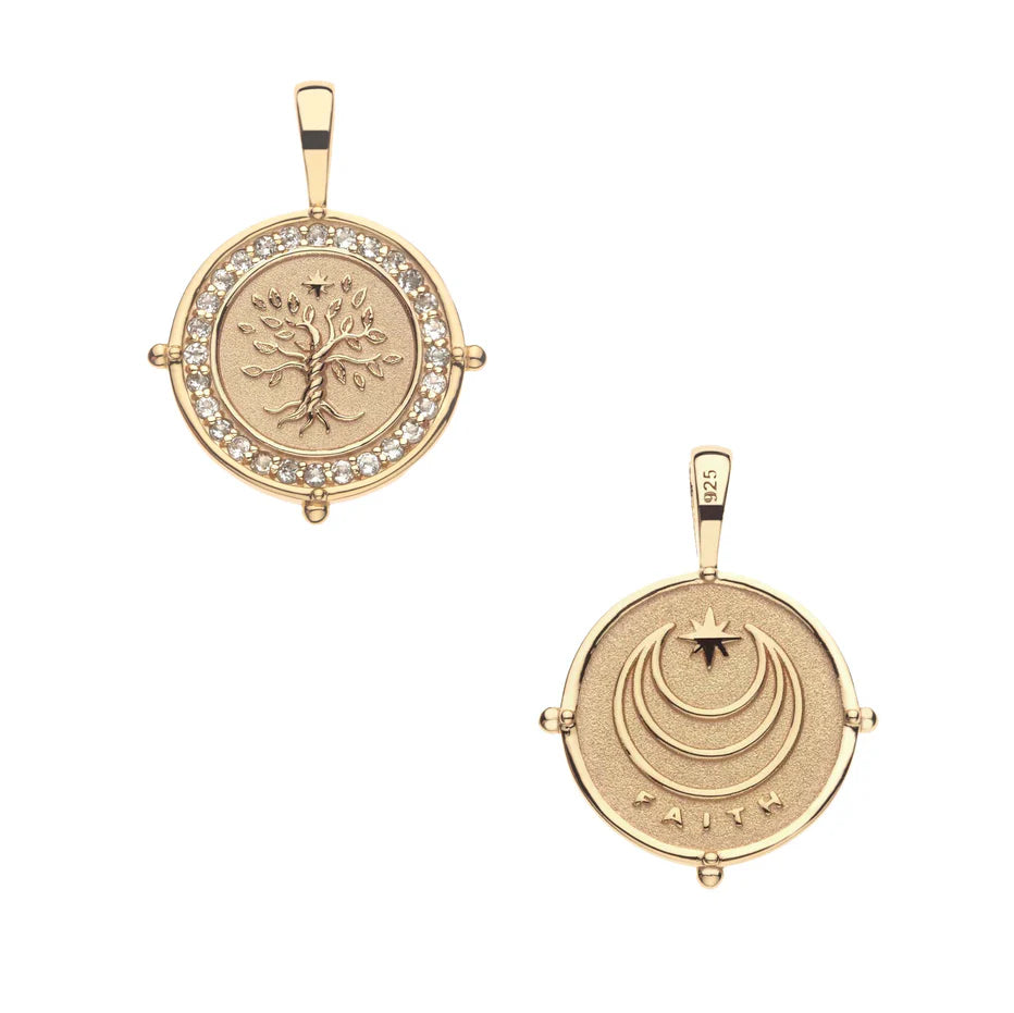 FAITH Petite Embellished Coin - 16-18" Classic Rolo Chain-Jane Win-Happy on Main