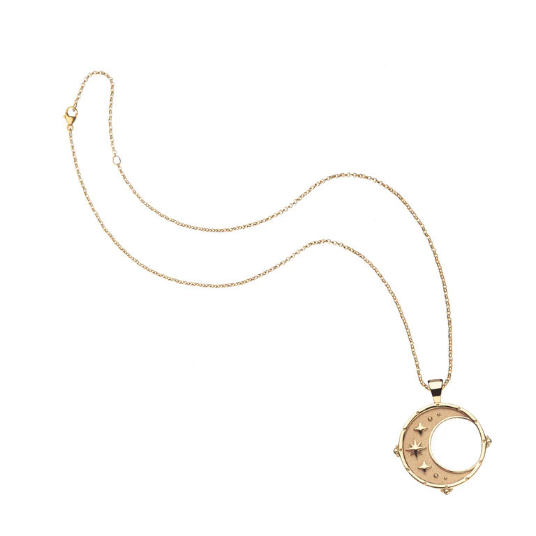 FOREVER Moon and Back Pendant Coin - 16-18" Classic Rolo Chain-Jane Win-Happy on Main