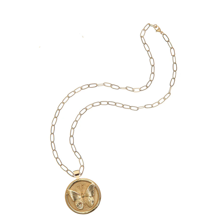 FREE JW Original Pendant Coin 18" Drawn Link Chain-Jane Win-Happy on Main