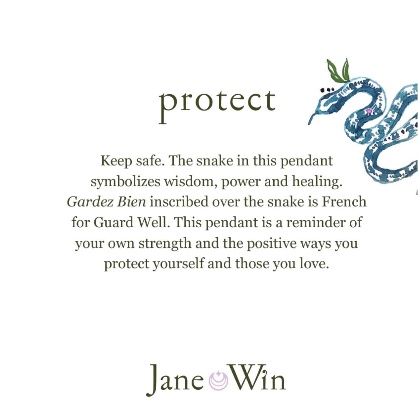 PROTECT JW Small Pendant Coin - 16-18" Classic Rolo Chain-Jane Win-Happy on Main