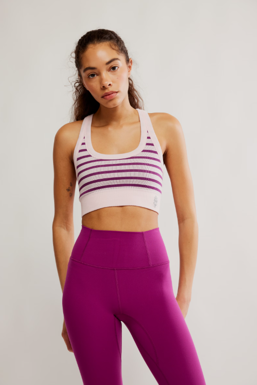 Striped Go To Bra-Athleisure-Happy on Main