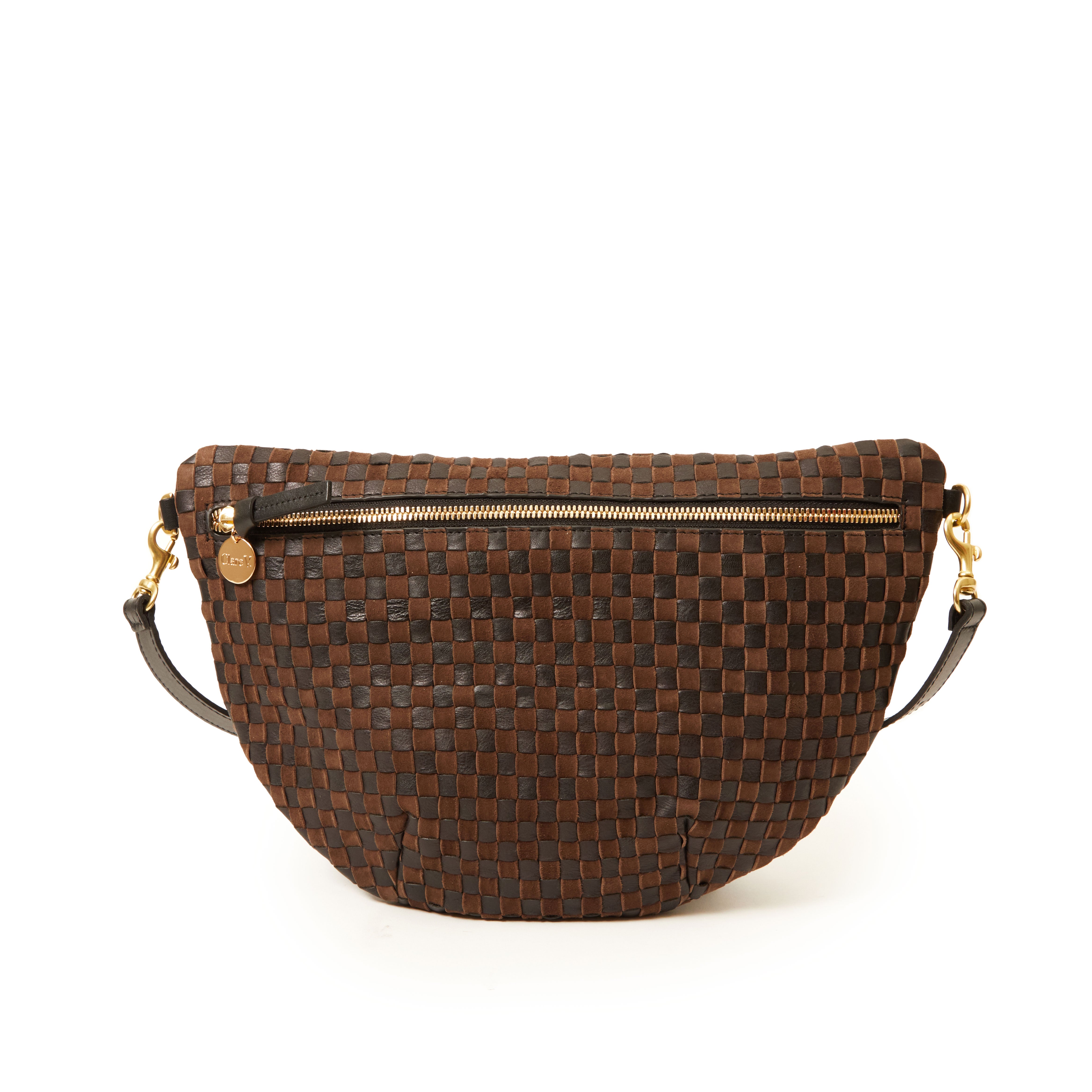 Grande Fanny - Leather & Suede Woven Checker-Handbags-Happy on Main