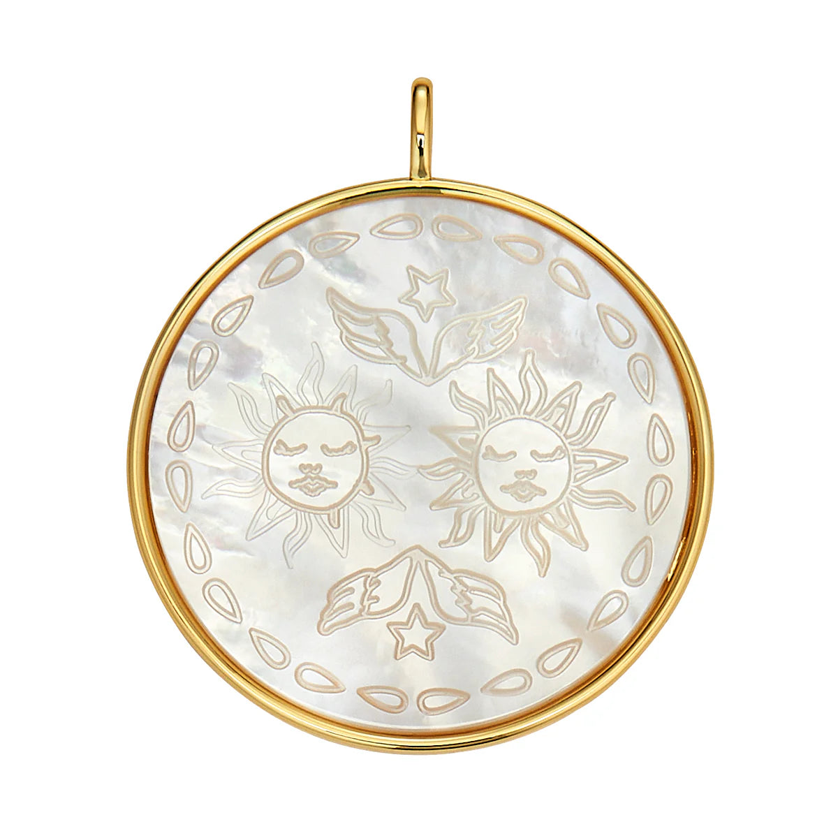 14K Vermiel Celestial Zodiac Pendant with Mother of Pearl-Fine Jewelry-Happy on Main