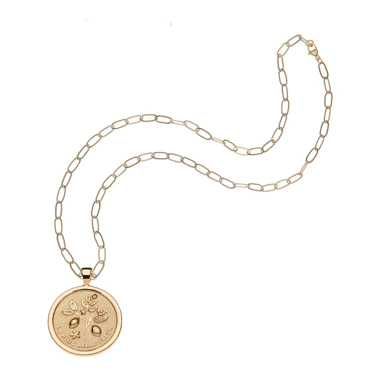 GRATITUDE JW Original Pendant Coin - Gold / 18" Drawn Link Chain-Jane Win-Happy on Main