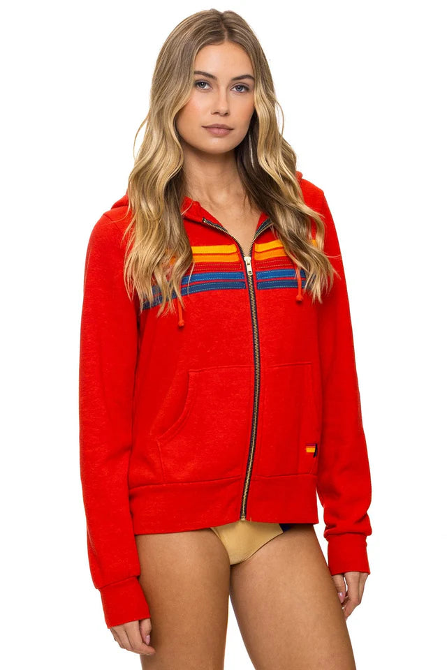 5 Stripe - Zip Hoodie - Red-Aviator Nation-Happy on Main