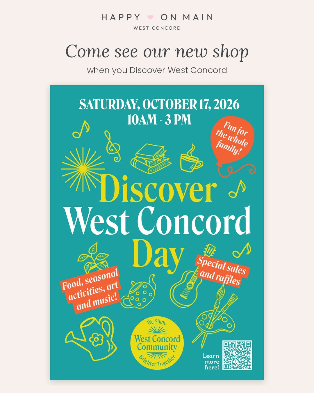 Discover West Concord Day | Saturday, October 17th, 10am - 3pm-Happy on Main-Happy on Main