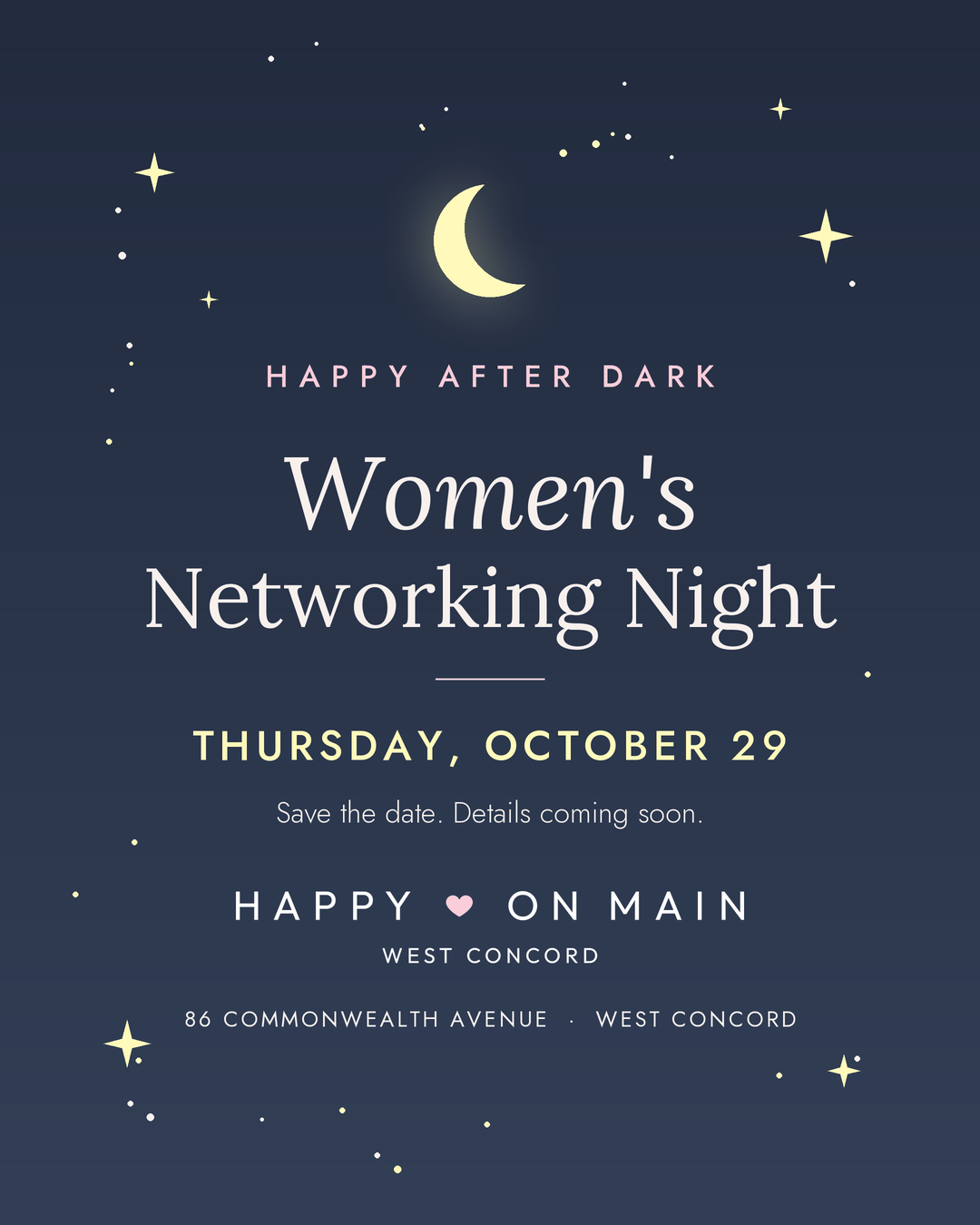 Happy After Dark: Women's Networking Night | Thursday, October 29th-Happy on Main-Happy on Main