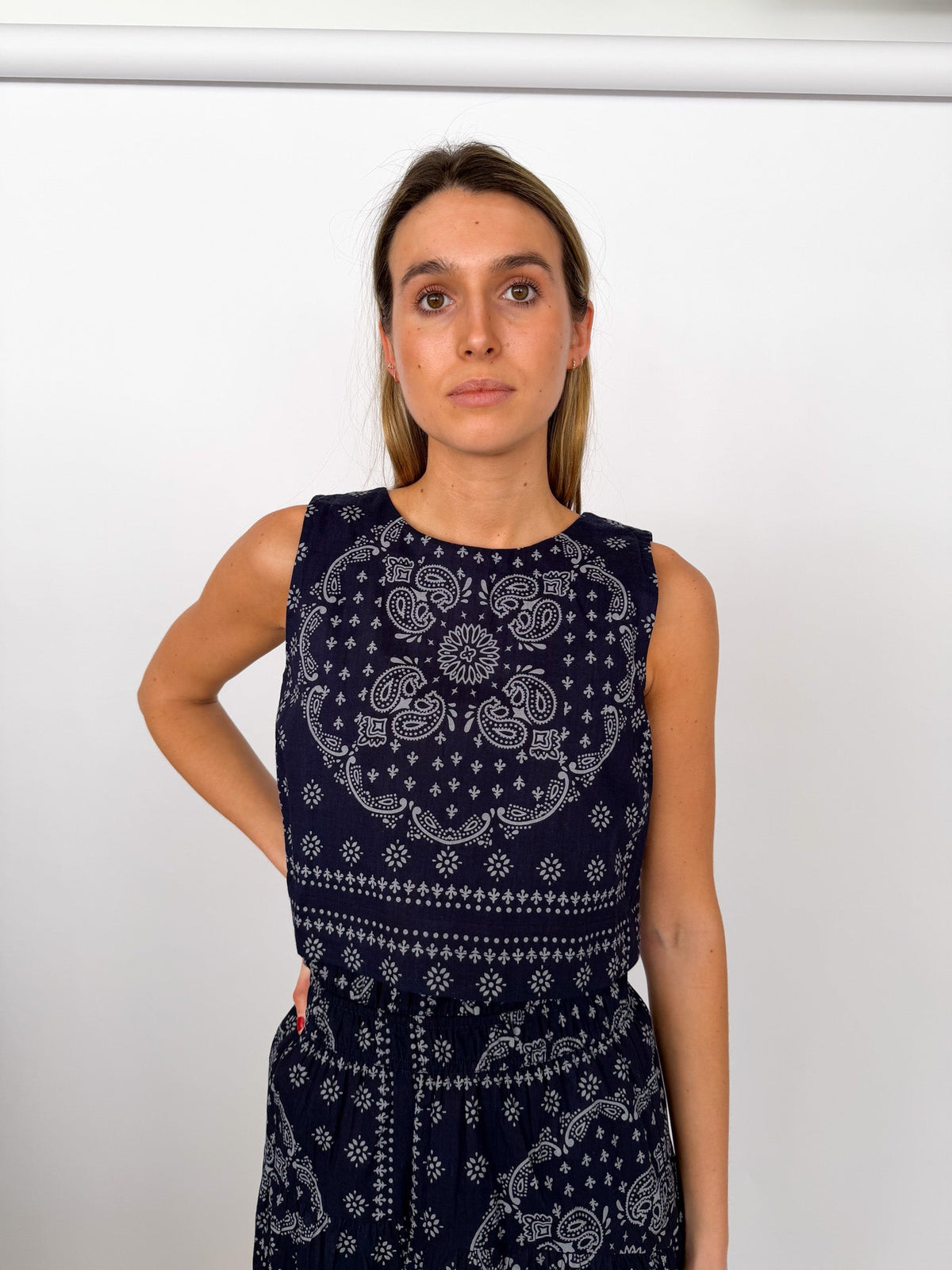 Josie Tank - Navy/Dusty Blue Bandana-Marea-Happy on Main