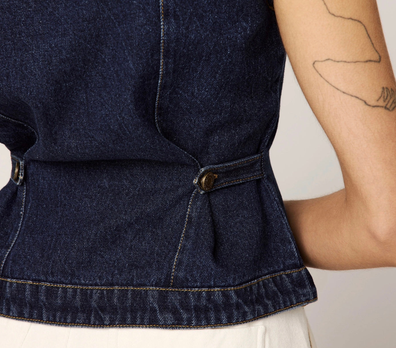 Franka Vest - button down, dark denim.