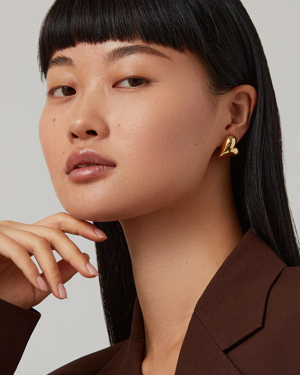 Art Heart Button Earrings-Jenny Bird-Happy on Main
