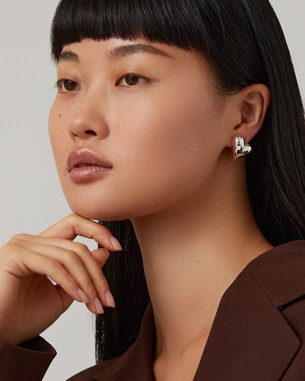 Art Heart Button Earrings-Jenny Bird-Happy on Main