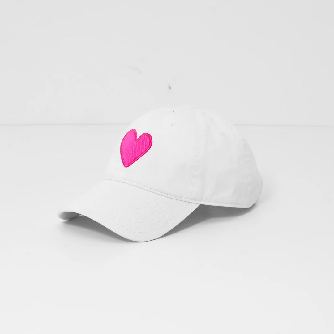 KR Imperfect Heart Hat - White-Lt. Neon Pink-Kerri Rosenthal-Happy on Main