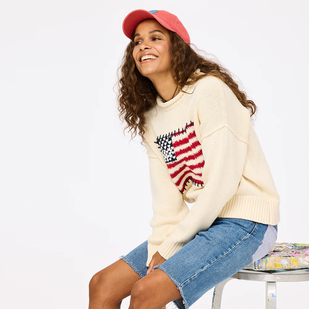 SoulCycle x KR Roll Neck U.S. of Love Sweater-Kerri Rosenthal-Happy on Main