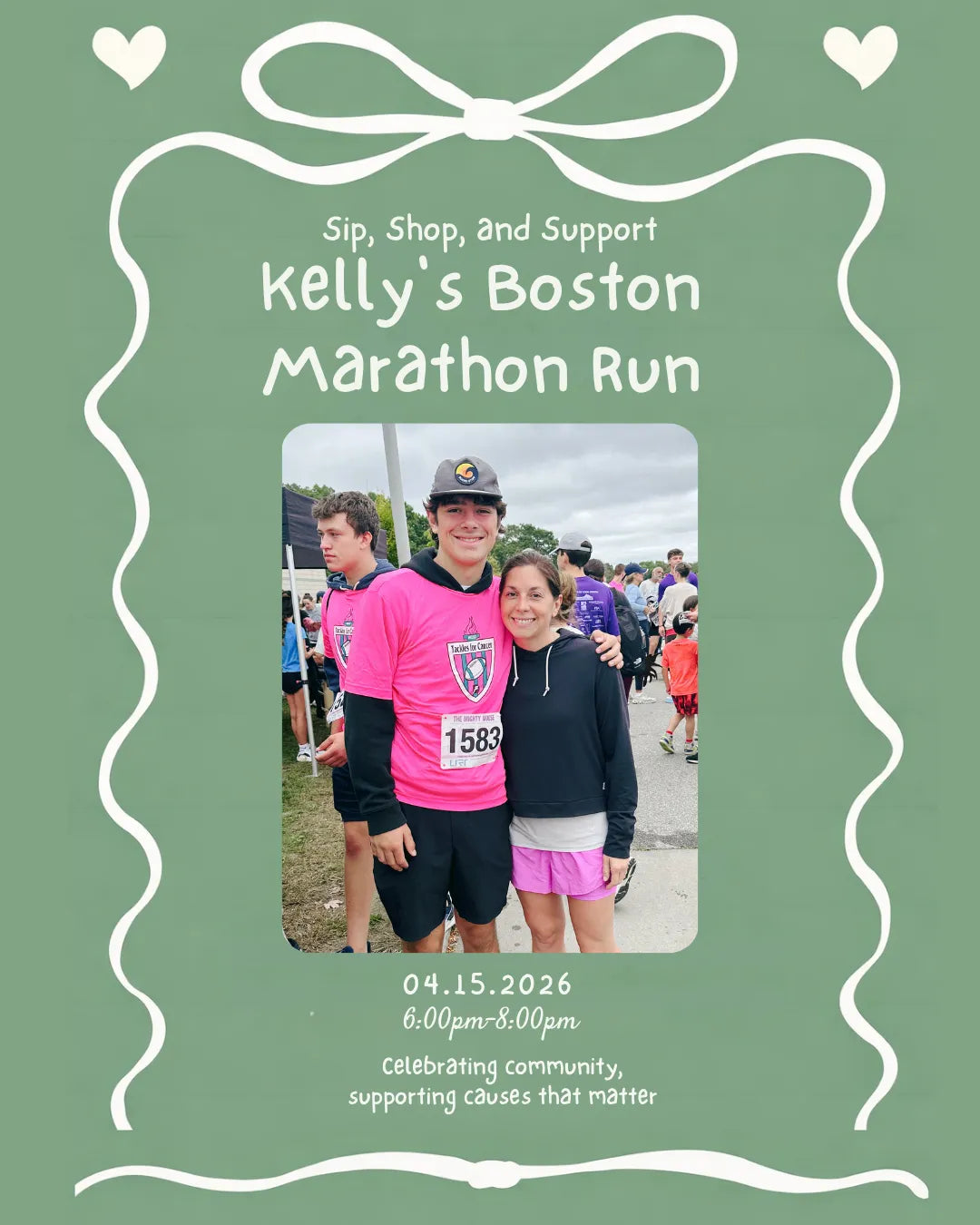 Sip, Shop & Support for Kelly's Boston Marathon Run | Wed, April 15-Happy on Main-Happy on Main