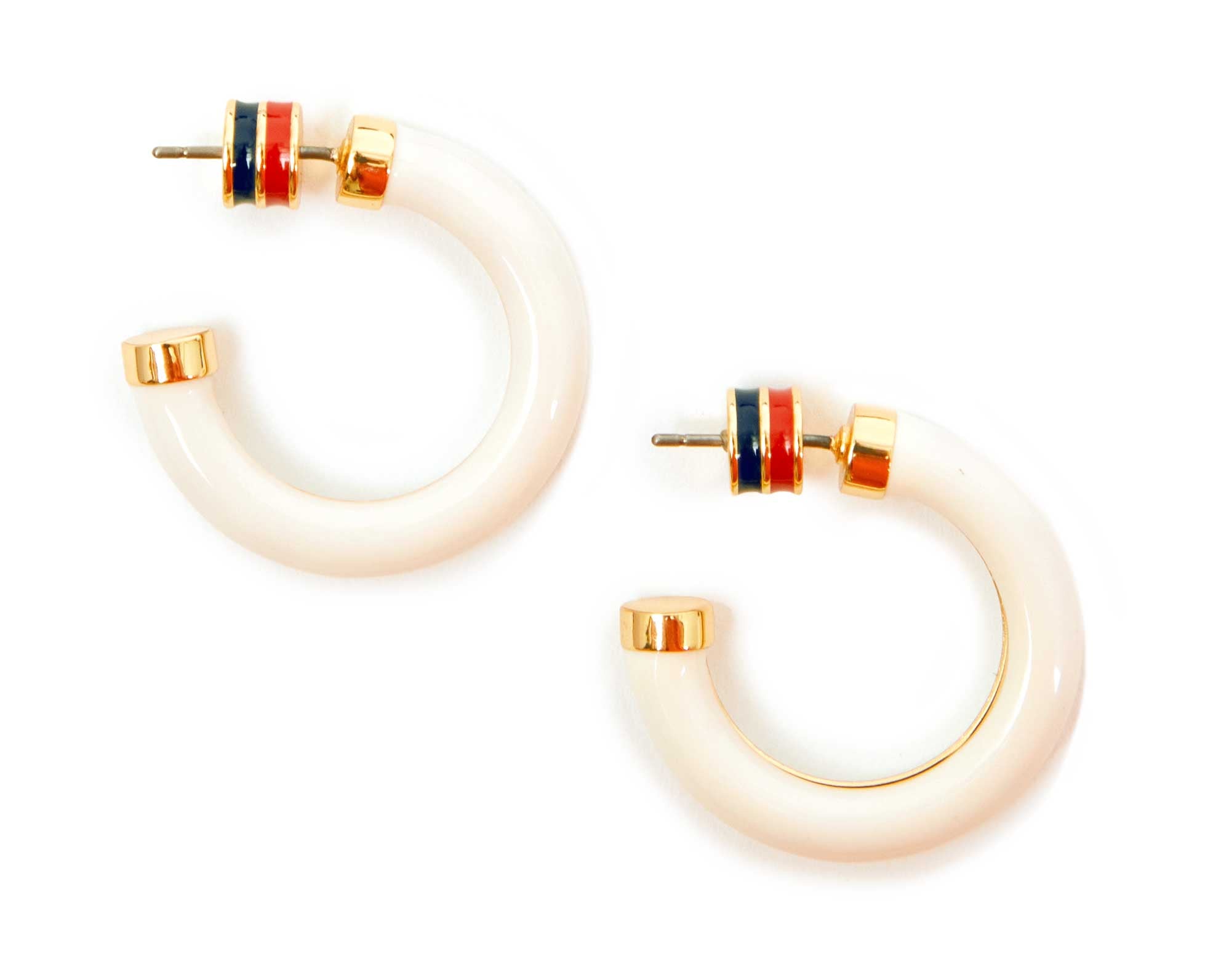 Le Tube Hoop Earrings - Cream-Clare V.-Happy on Main