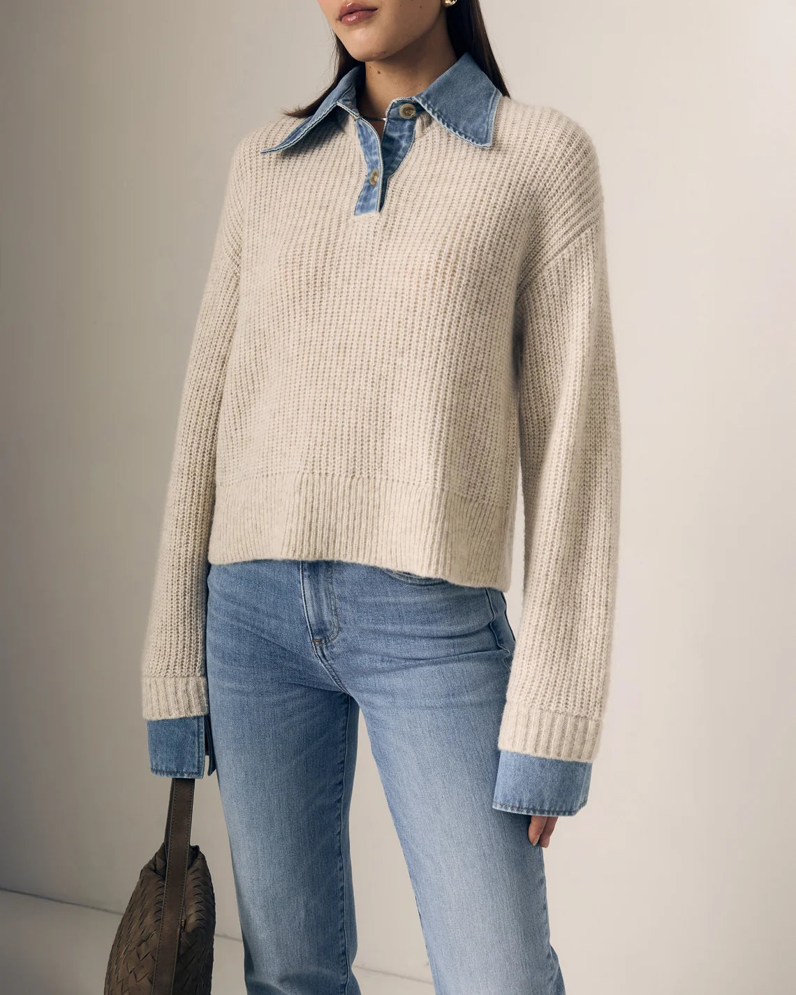 Harvey Sweater - Superlight Denim/Oatmeal-LE JEAN-Happy on Main
