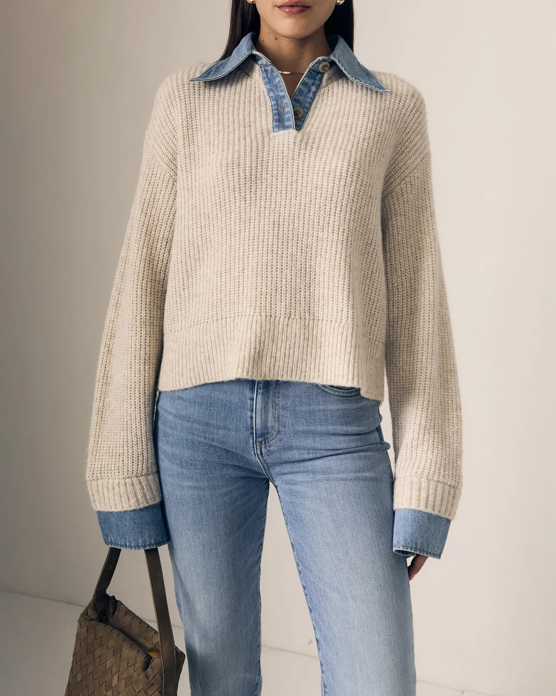 Harvey Sweater - Superlight Denim/Oatmeal-LE JEAN-Happy on Main