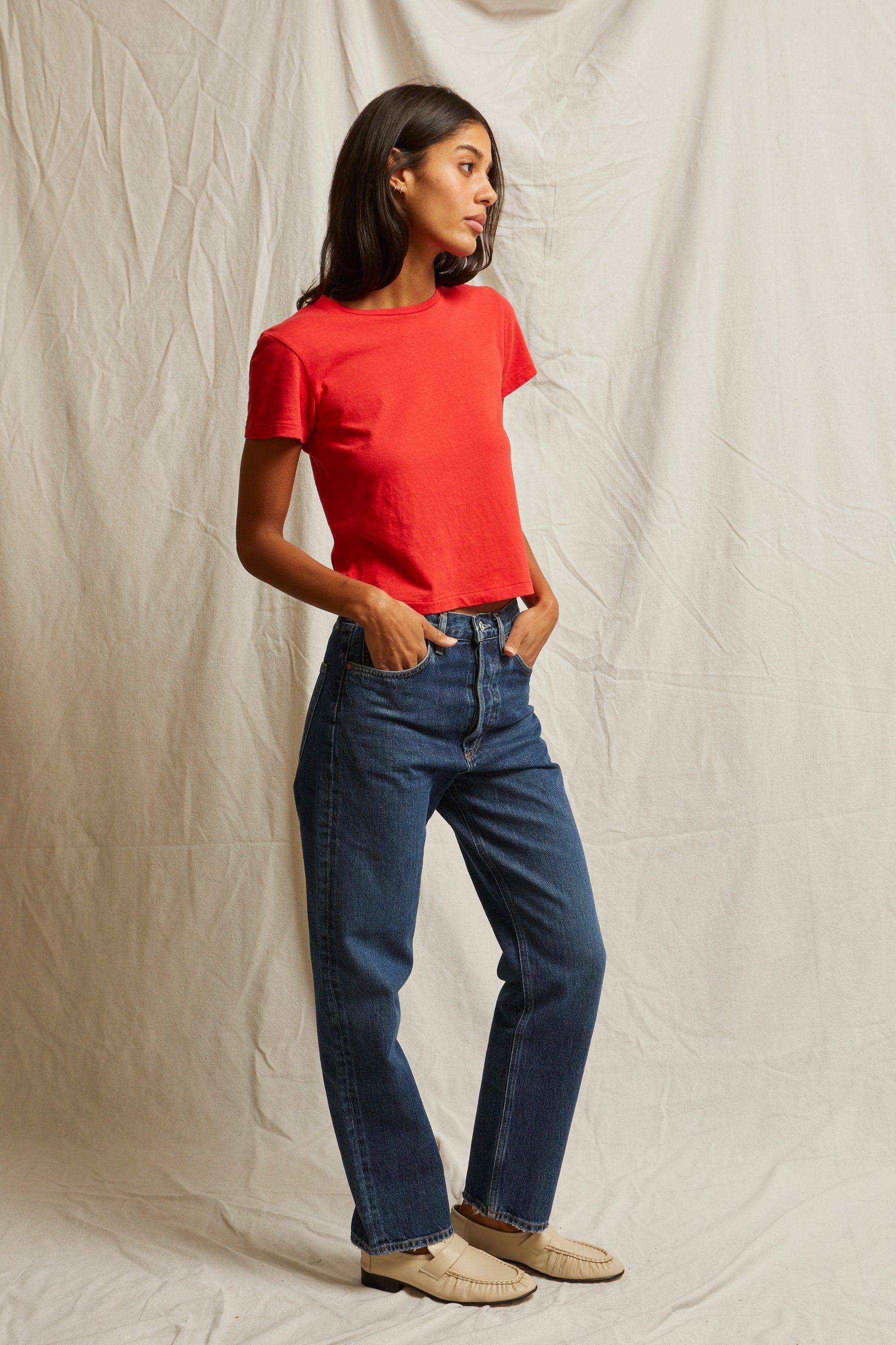 Lisa Recycle Cotton Slim Crew Tee-Basic Tanks + Tees-Happy on Main