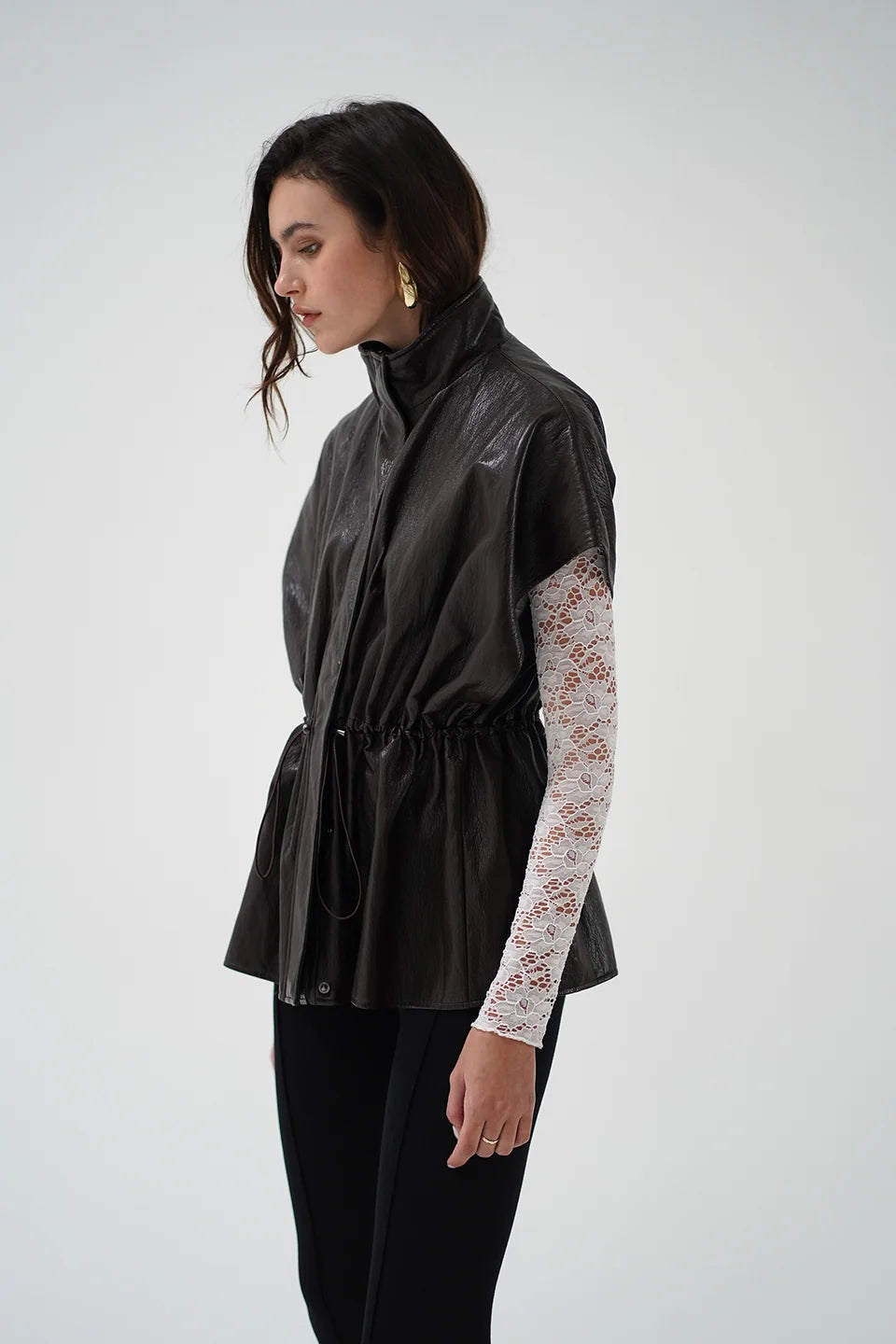 Fairfax Short Sleeve Leather Jacket - Brown