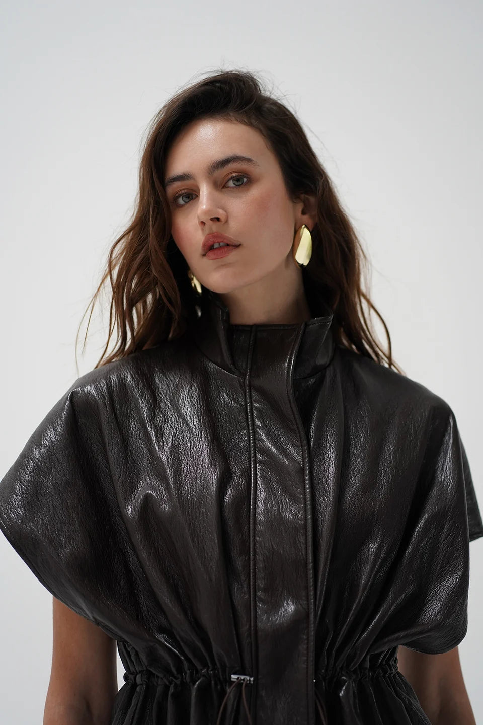Fairfax Short Sleeve Leather Jacket - Brown