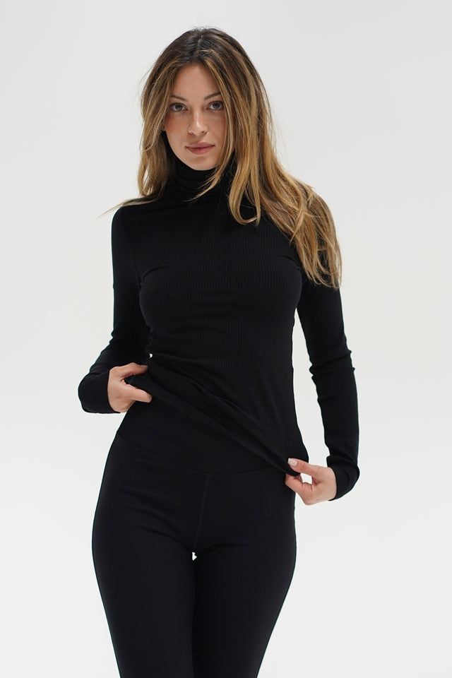 Reed Ribbed Long Sleeve Turtleneck - Black-LNA-Happy on Main