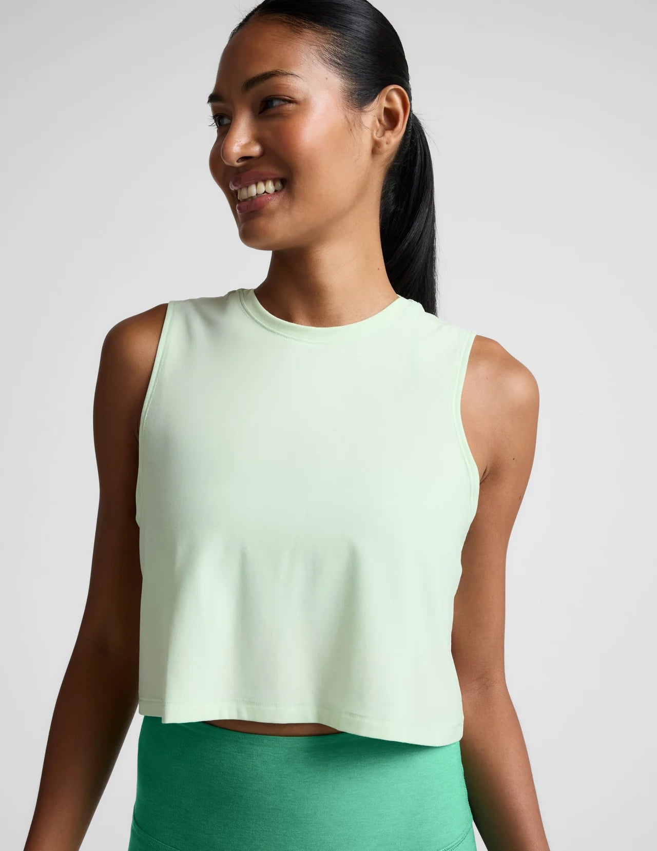 Featherweight Minimal Cropped Tank - Airy Green Heather-Beyond Yoga-Happy on Main