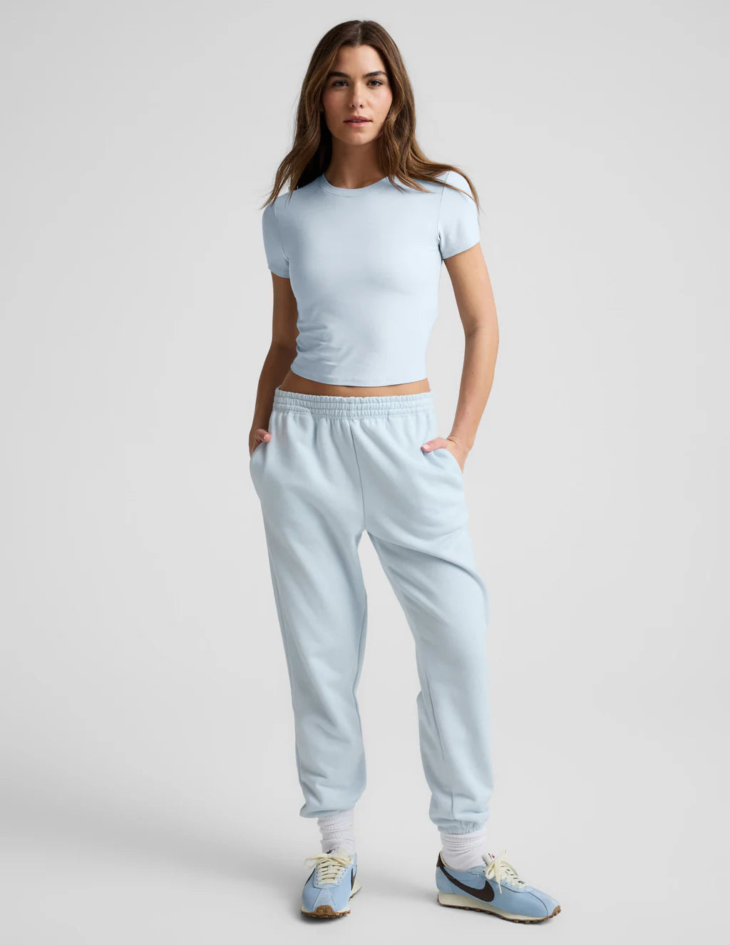 Featherweight Cropped Tee - Morning Sky Blue Heather-Beyond Yoga-Happy on Main