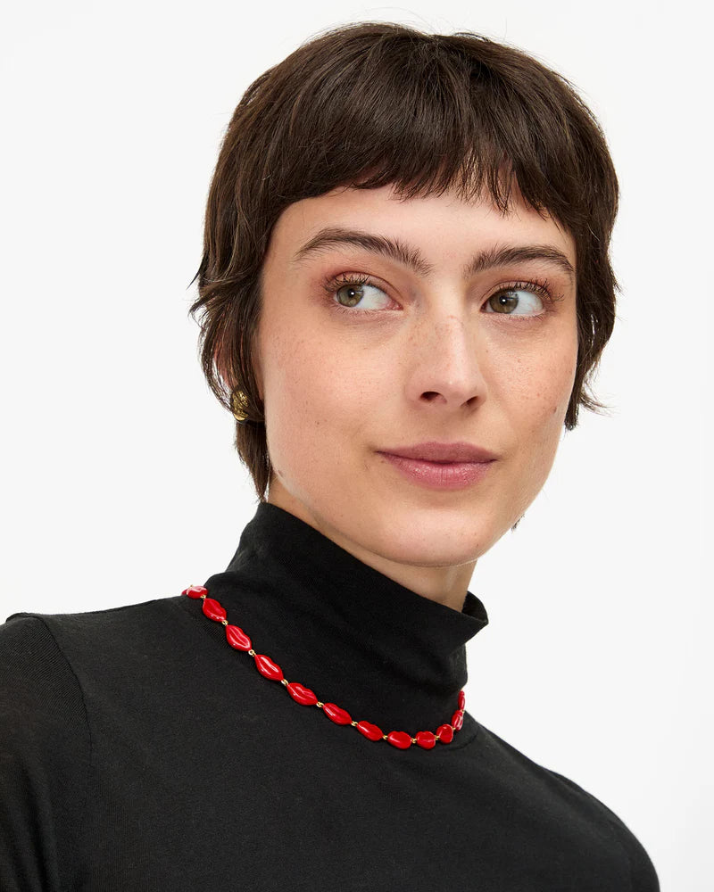 Le Lips Necklace - Poppy-Clare V.-Happy on Main