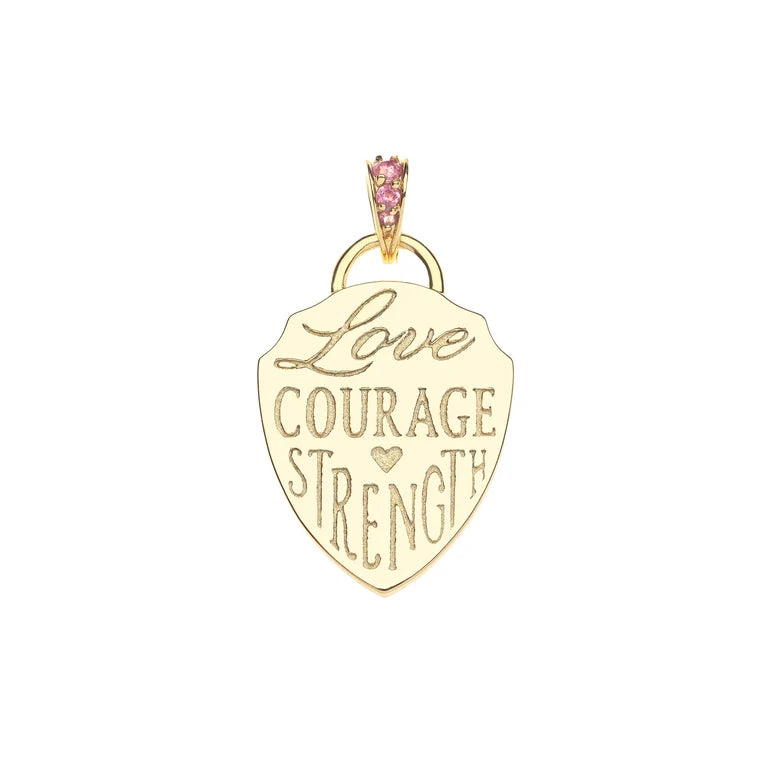 Love - Courage - Strength Shield - 16-18" Classic Rolo Chain-Jane Win-Happy on Main
