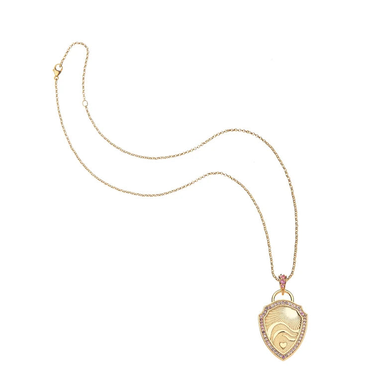 Love - Courage - Strength Shield - 16-18" Classic Rolo Chain-Jane Win-Happy on Main
