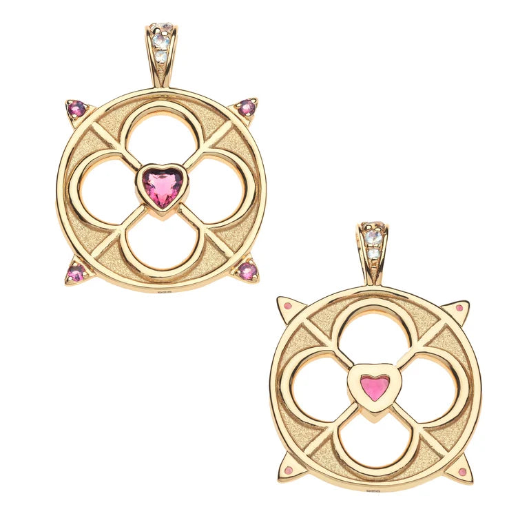 LOVE Cutout Pendant in Pink Tourmaline - 16-18" Classic Rolo-Jane Win-Happy on Main