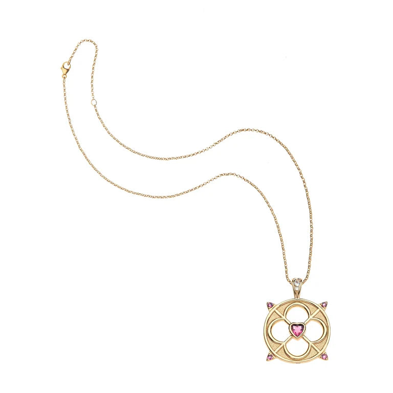 LOVE Cutout Pendant in Pink Tourmaline - 16-18" Classic Rolo-Jane Win-Happy on Main