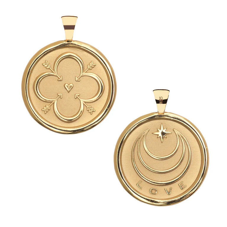 LOVE JW Original Pendant Coin - Gold / 18" Drawn Link Chain-Jane Win-Happy on Main