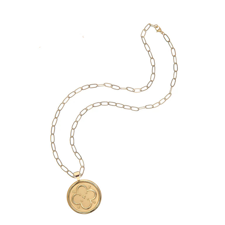 LOVE JW Original Pendant Coin - Gold / 18" Drawn Link Chain-Jane Win-Happy on Main