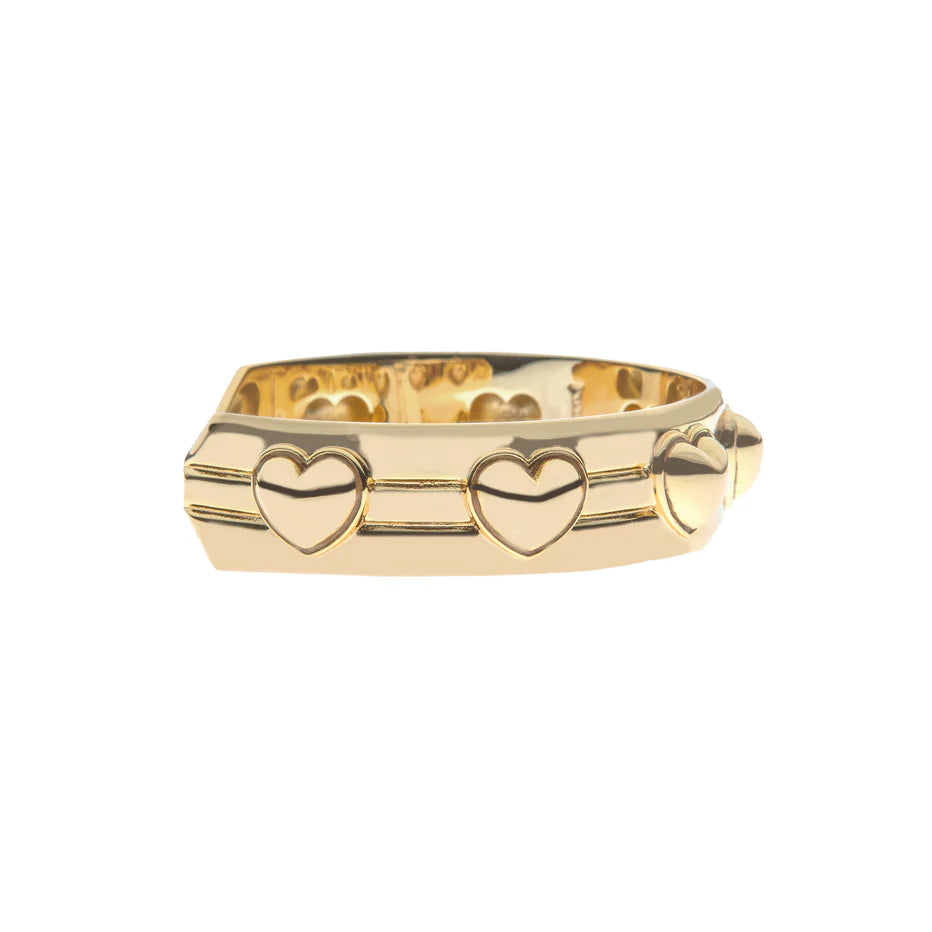 LOVE Set In Stone Heart Cuff - Gold-Jane Win-Happy on Main