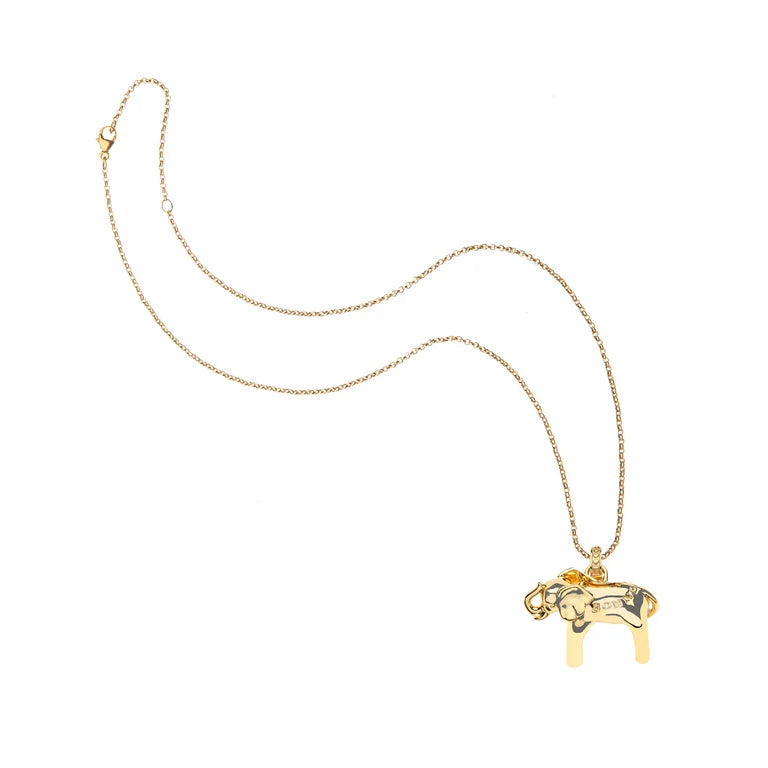 LUCKY Bonne Chance Elephant Charm - 16-18" Classic Rolo Chain-Jane Win-Happy on Main