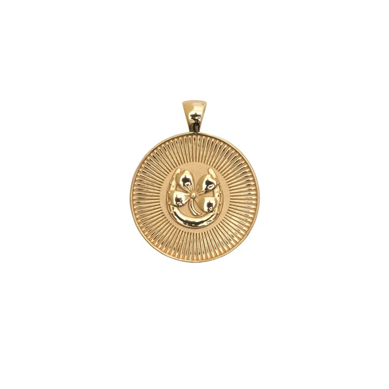 LUCKY JW Small Pendant Coin - 16-18" Beaded Satellite Chain-Jane Win-Happy on Main