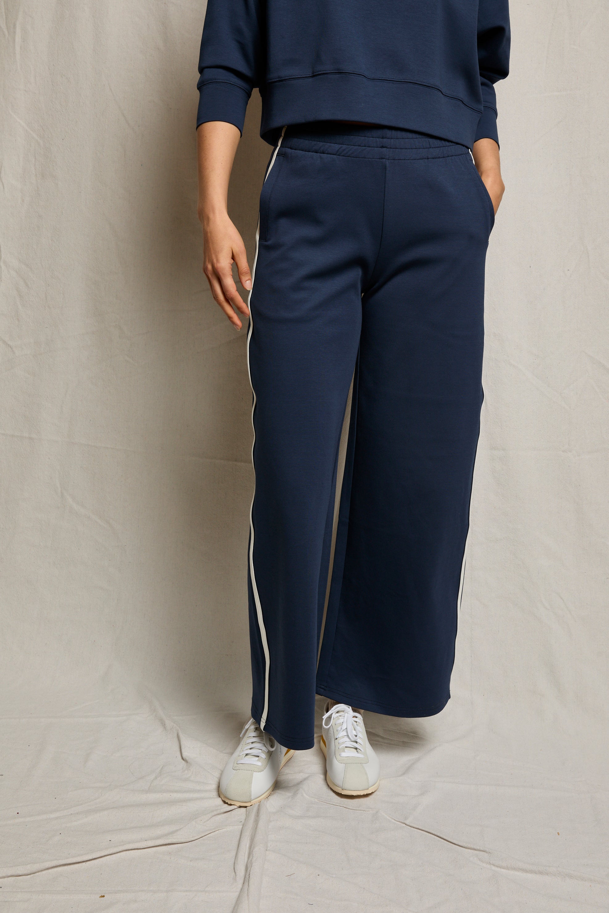 Mikos Travel Wide Leg Pants - Navy-perfectwhitetee-Happy on Main