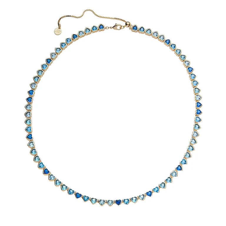 Made from LOVE Tennis Necklace in Ocean Blue Ombre-Jane Win-Happy on Main