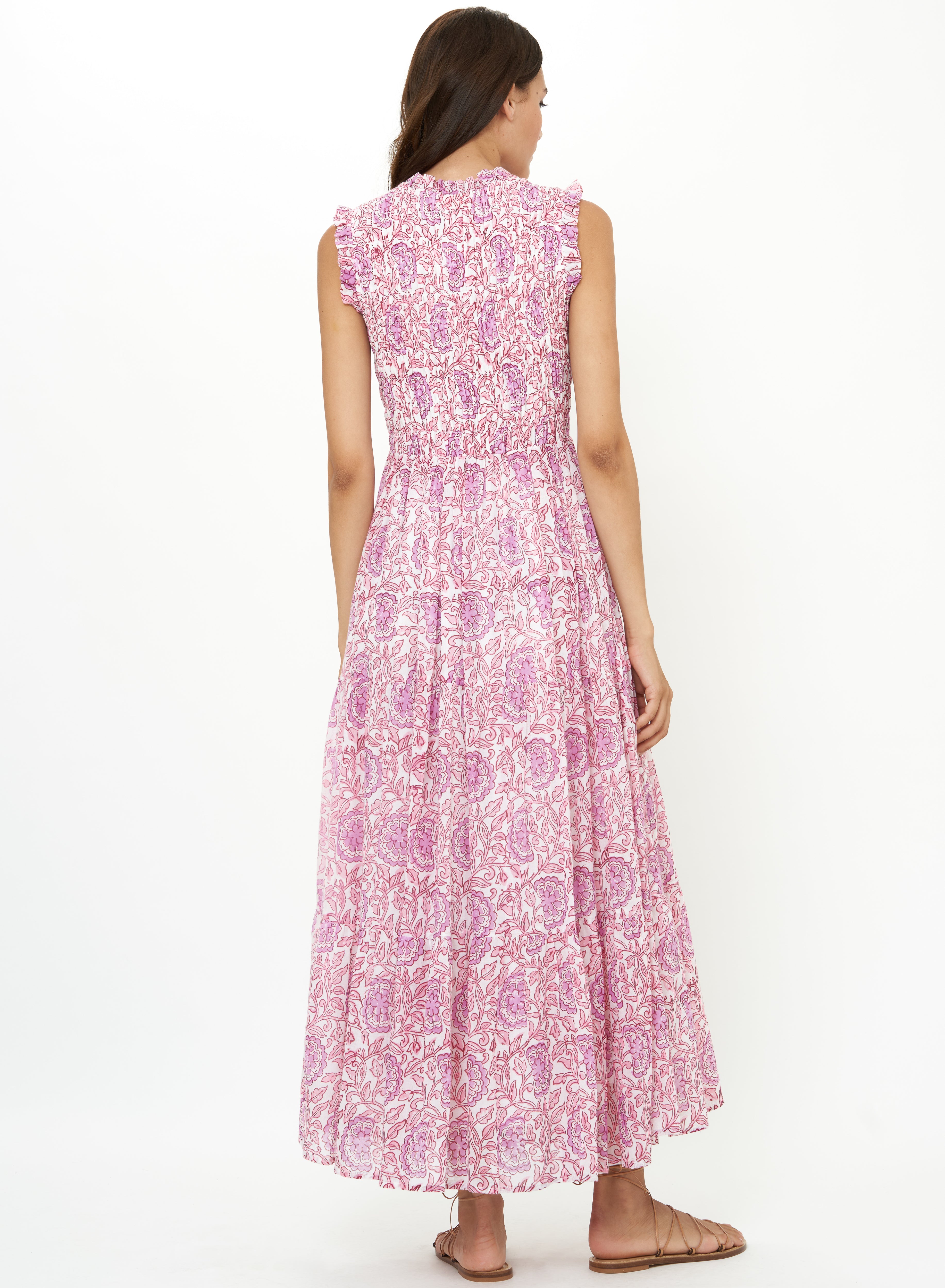 Sleeveless Smocked Maxi-Casual Dresses-Happy on Main