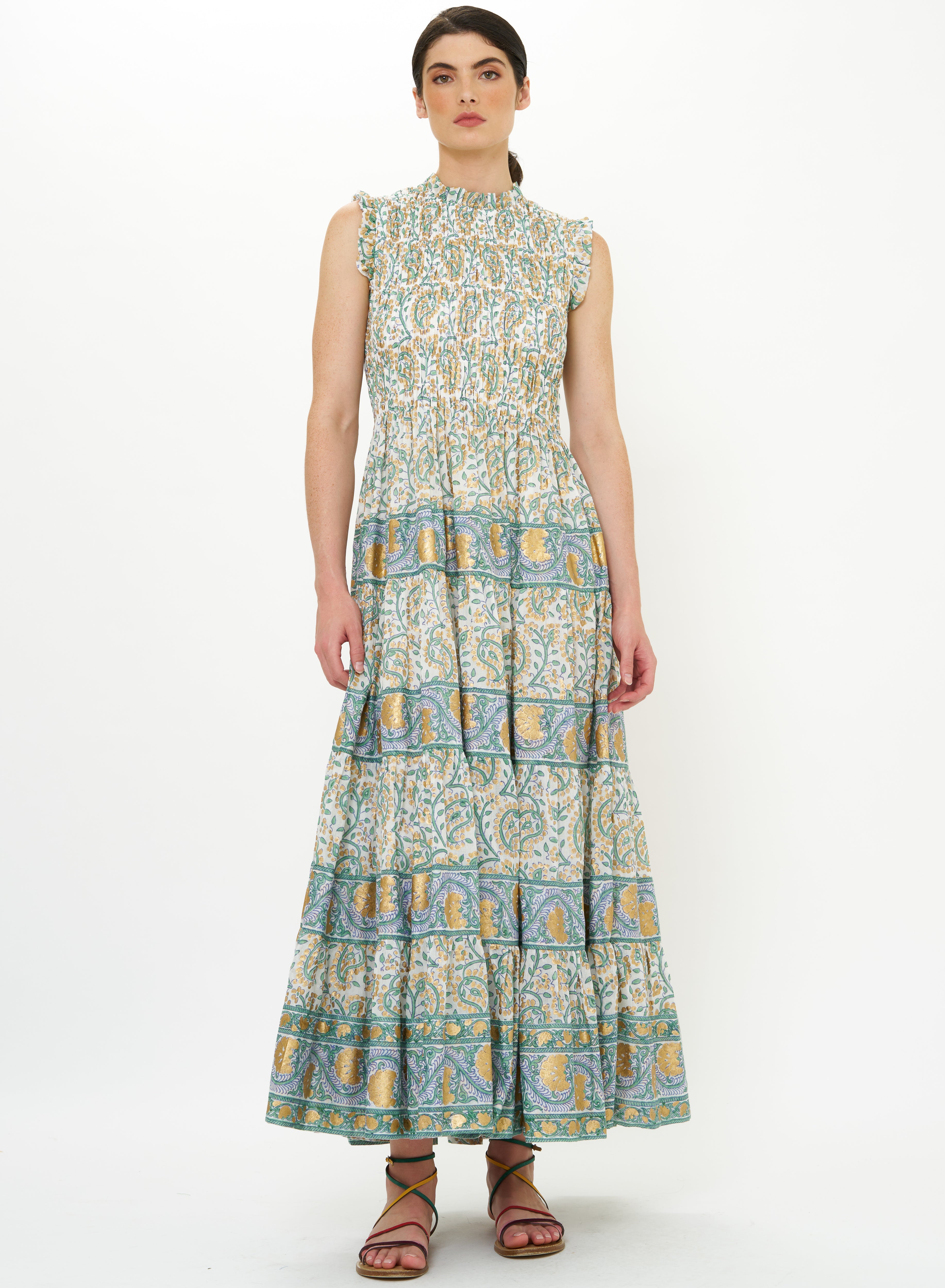 Sleeveless Smocked Maxi-Dressy Dresses-Happy on Main