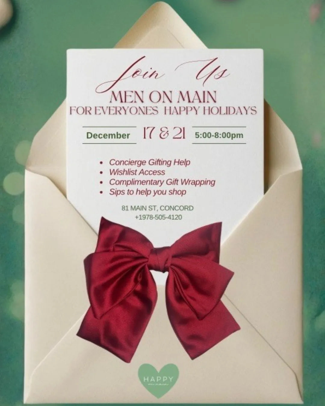 Men on Main - December 21st, 5-8pm-Happy on Main-Happy on Main