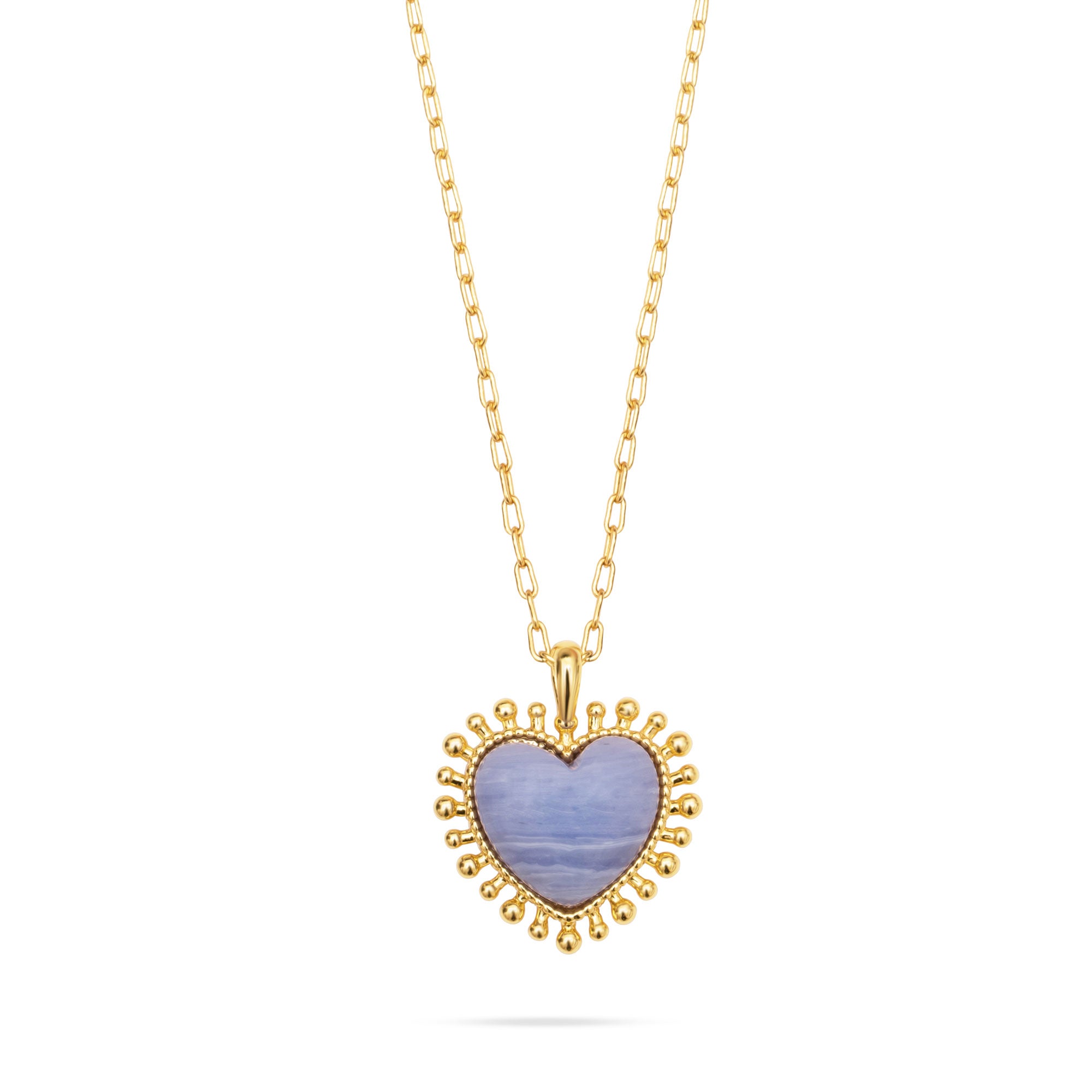 Mini Heart Pendant Necklace - Blue Lace-Fine Jewelry-Happy on Main