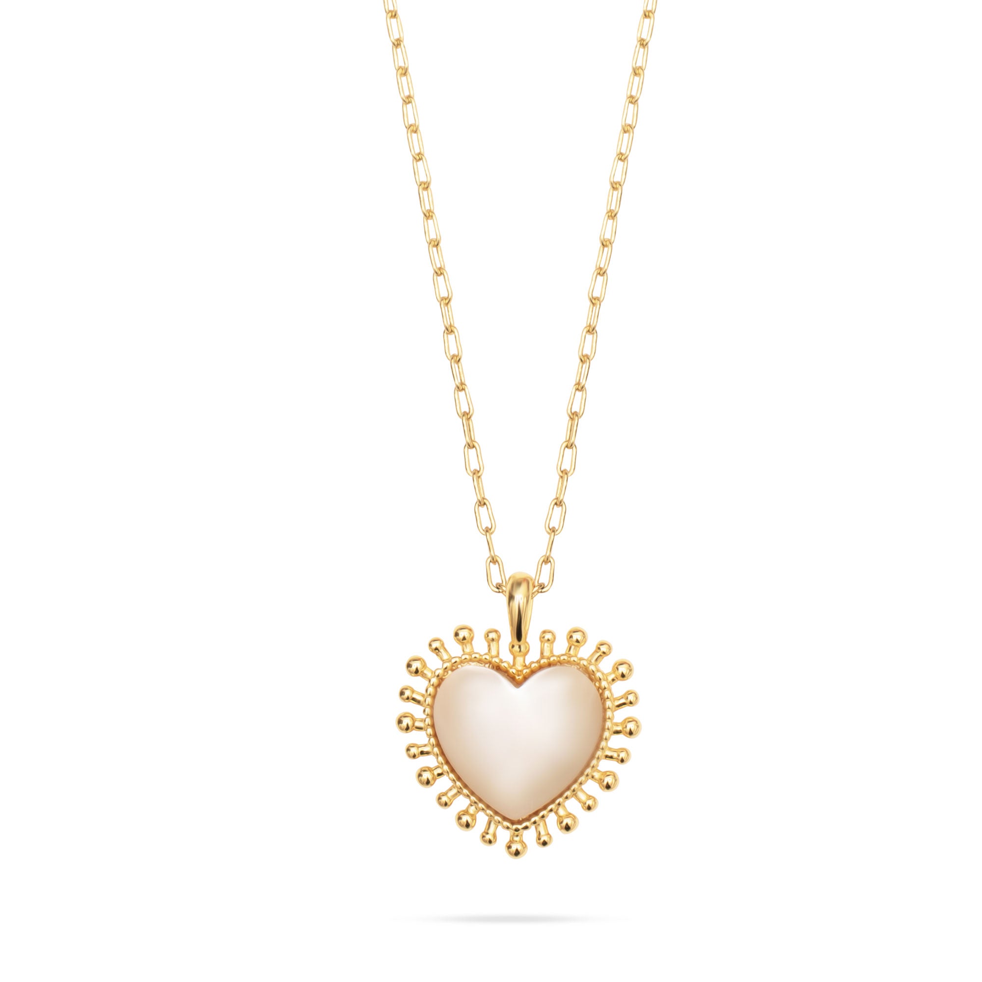 Mini Heart Pendant Necklace - Mother of Pearl-Fine Jewelry-Happy on Main