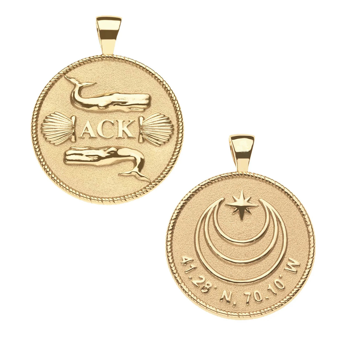 NANTUCKET JW Original Pendant Coin - Gold / 16-18" Classic Rolo Chain