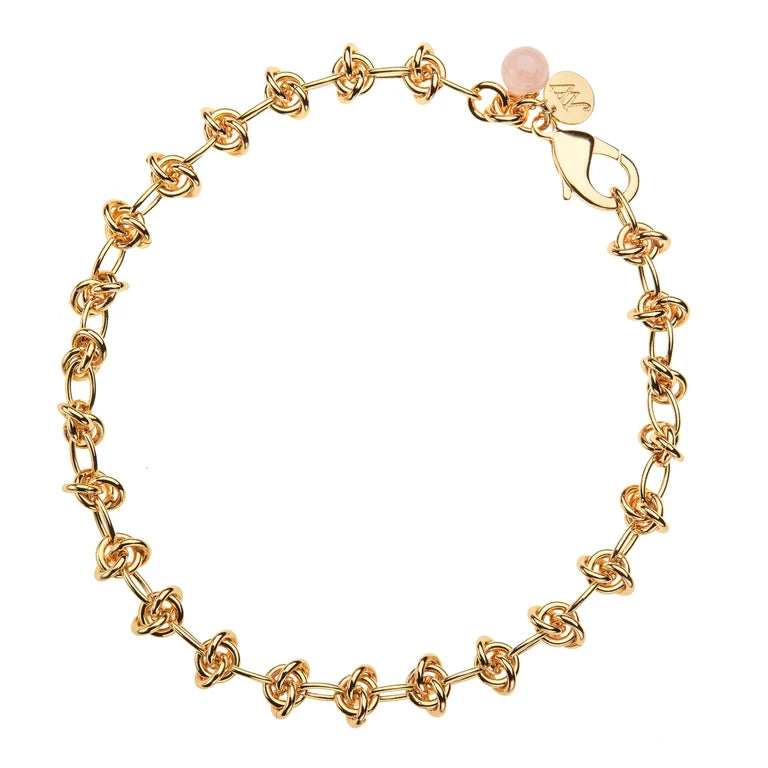 In a Knot Chain with Rose Quartz Bead - 16 inches-Jane Win-Happy on Main