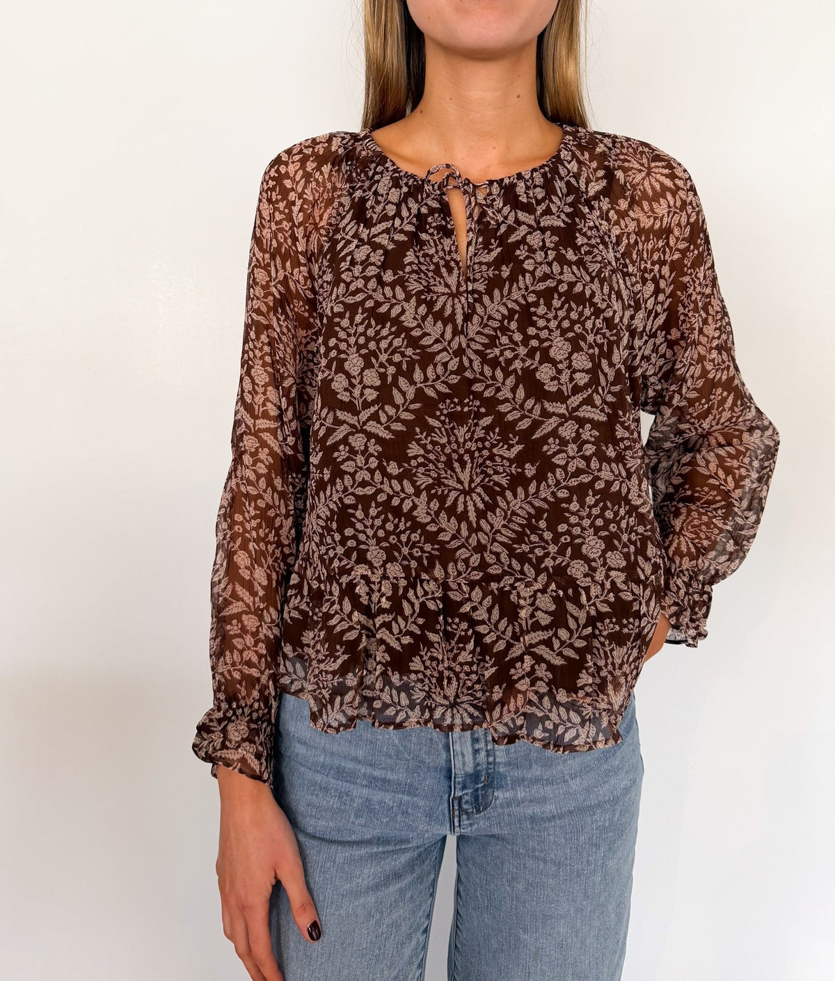 Audra Top - Chocolate Lace Floral-Marea-Happy on Main