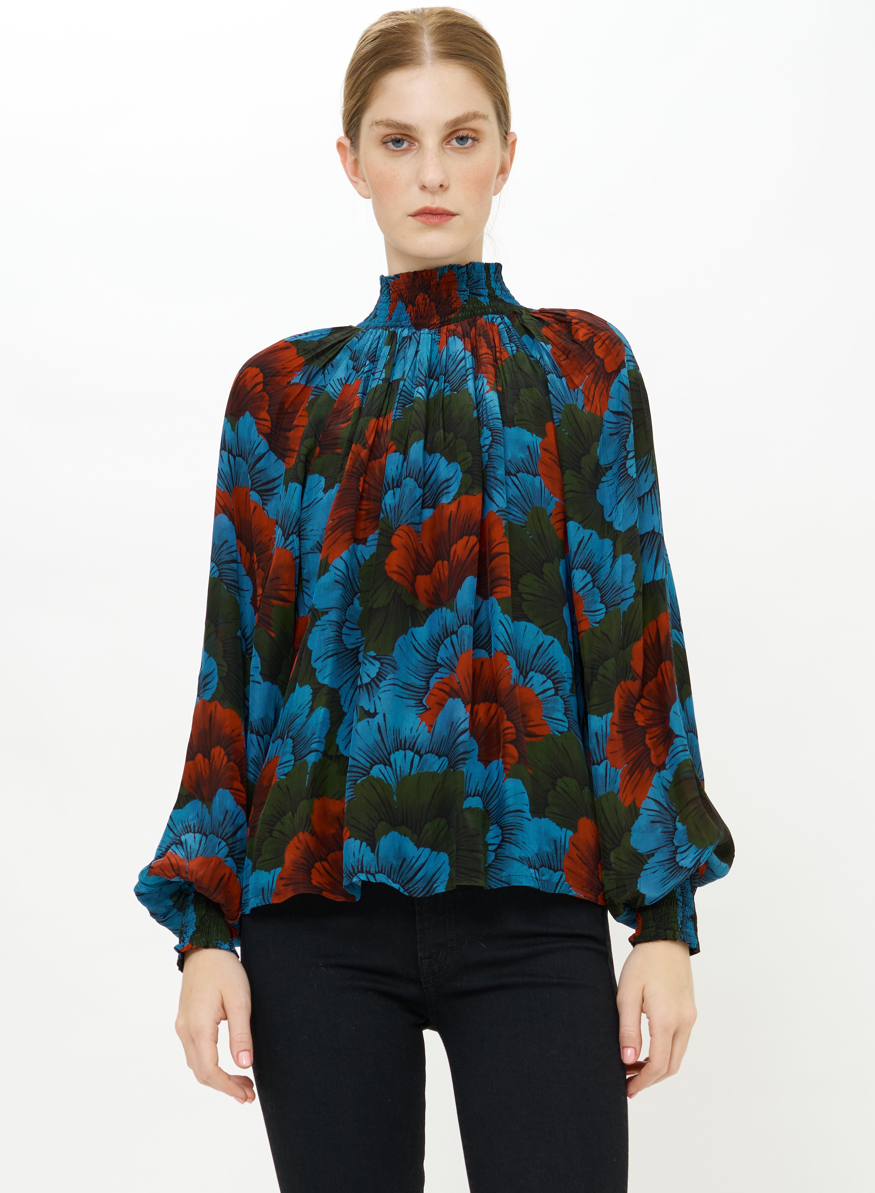 High Neck Blouse-Casual Tops-Happy on Main