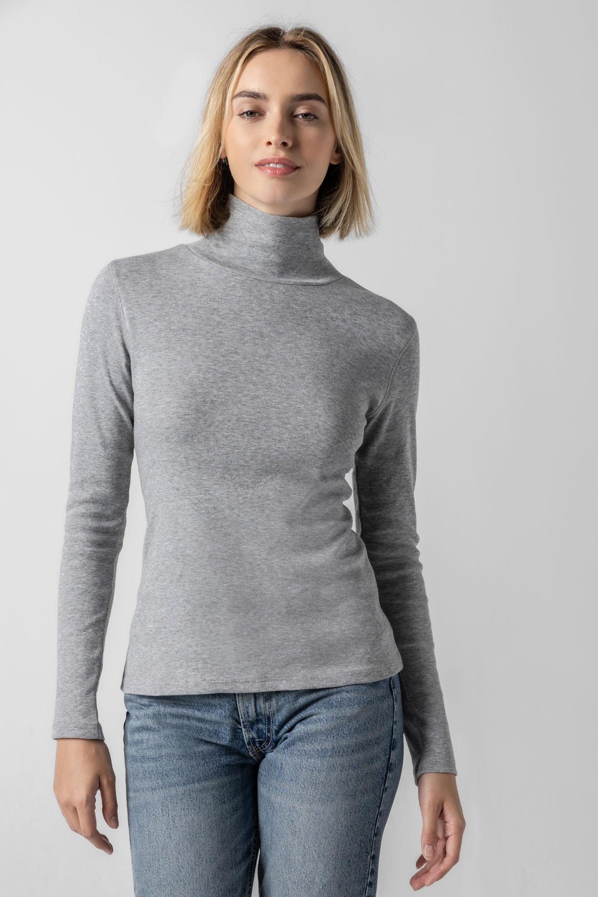 Long Sleeve Turtleneck Tee - Heather Grey-Lilla P-Happy on Main