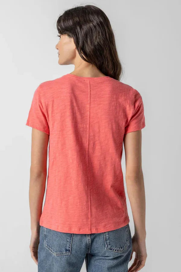 Short Sleeve Back Seam V-Neck-Casual Tops-Happy on Main